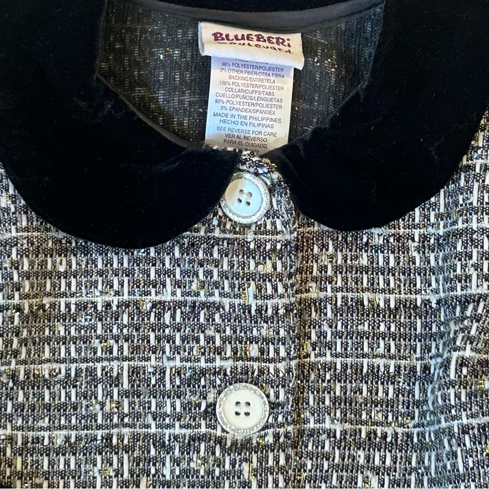 Blueberi Boulevard Black and White Pea Coat - Picture 5 of 6
